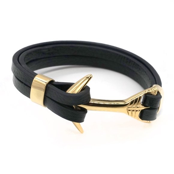 🎉HOSTESS PICK🎉 Mens Gold Arrow Head Clasp Leather Bracelet. - Picture 4 of 5